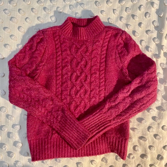 Halogen X Atlantic-Pacific Pink Cable Knit Sweater - Picture 2 of 5